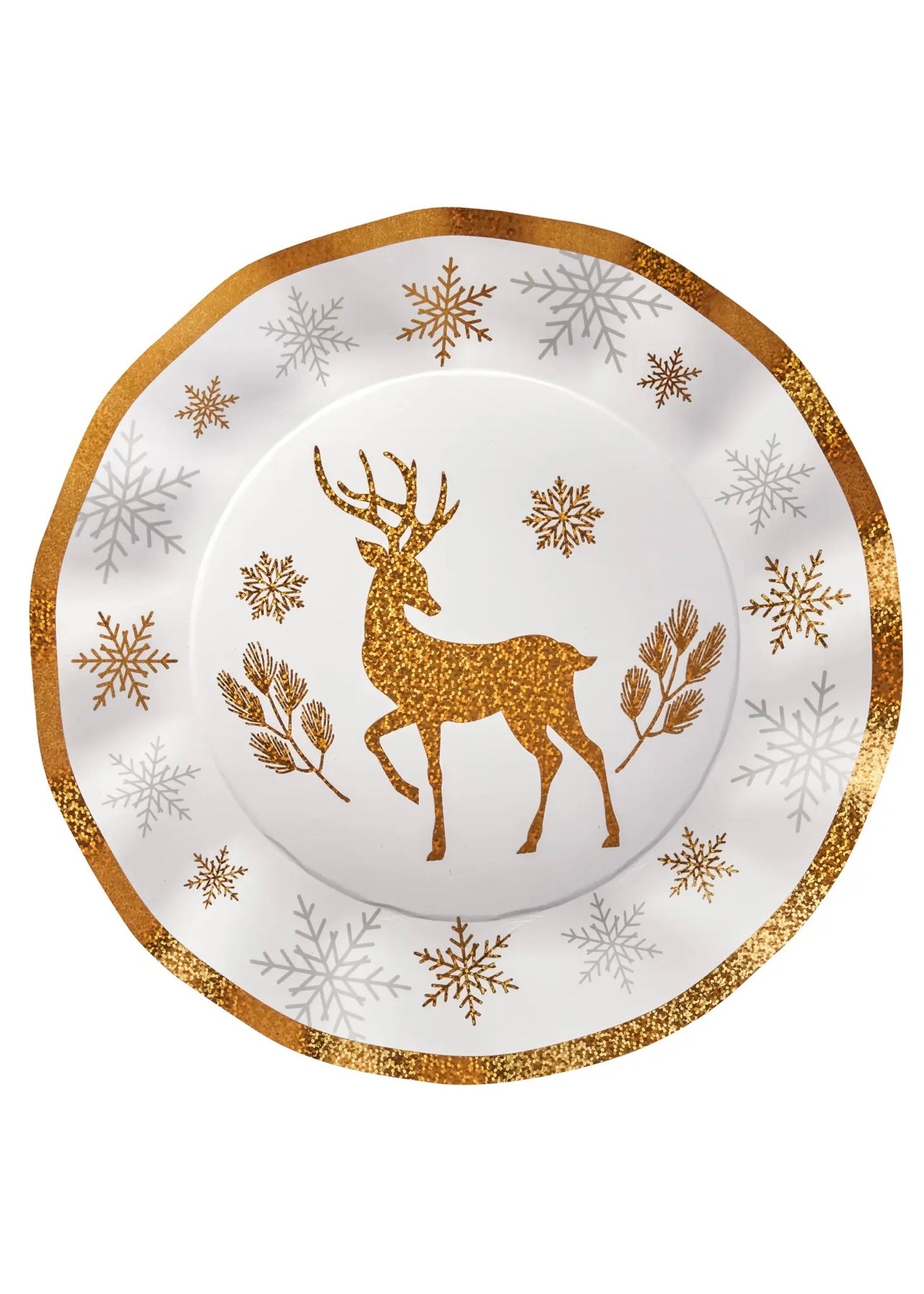 Winter Frost Foil Wavy Paper Dinner Plate/8pk