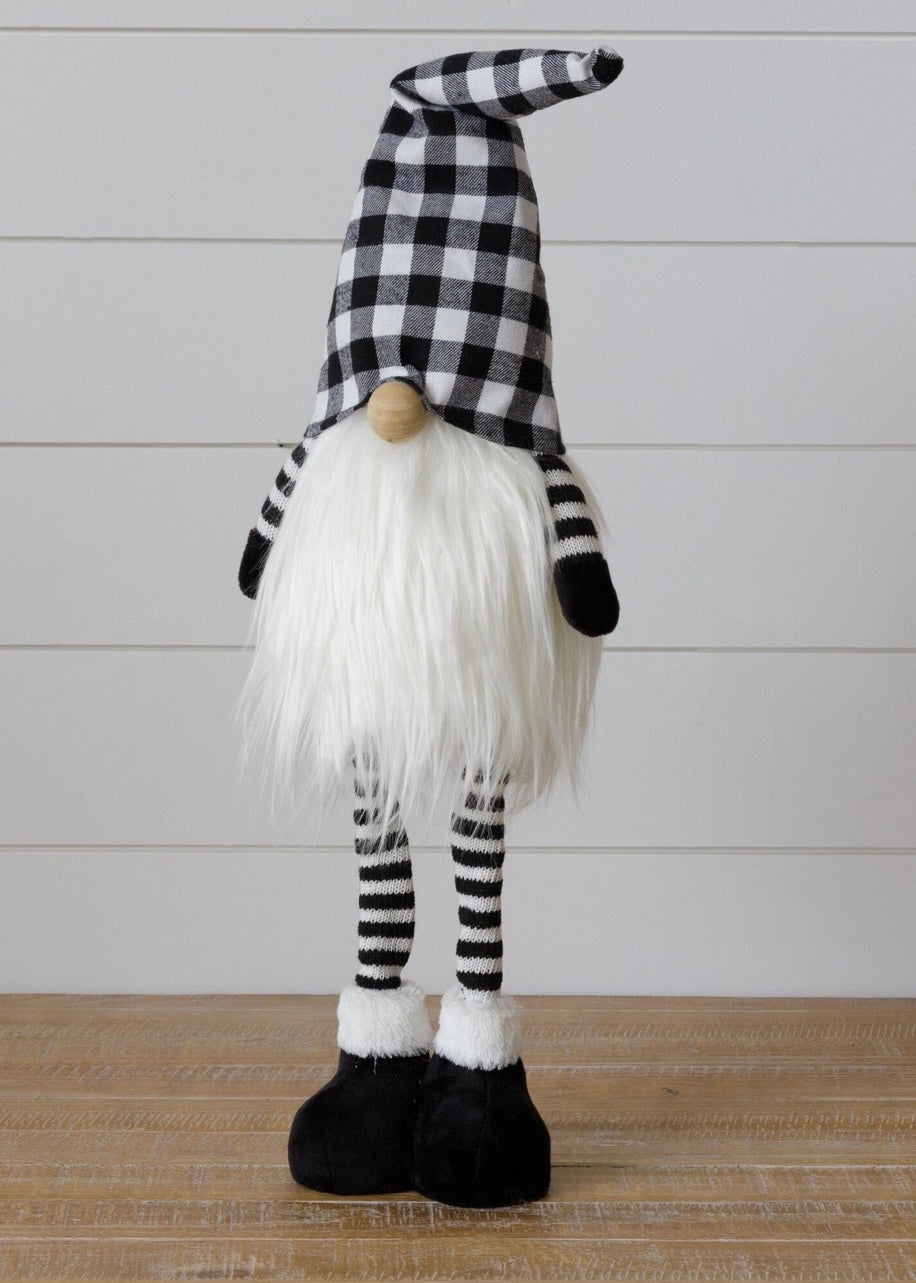 Lighted Black Check Gnome - Standing
