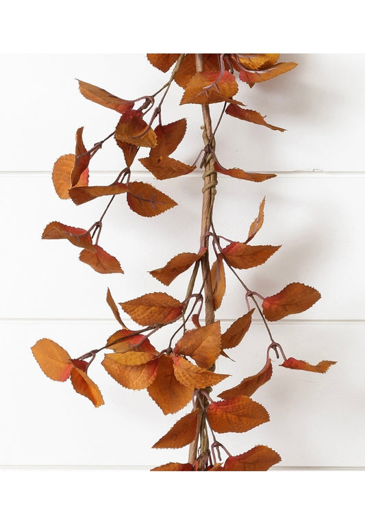 Garland - Cinnamon and Burgundy Fall Leaves