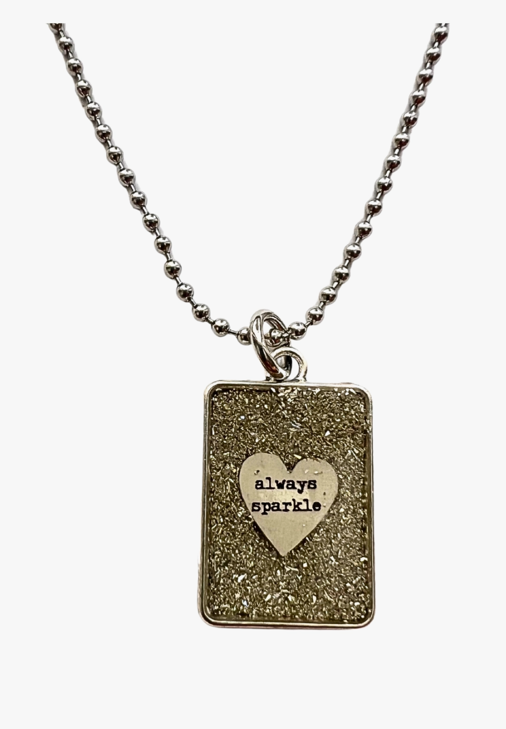 ALWAYS SPARKLE Square Affirmation Heart Necklace