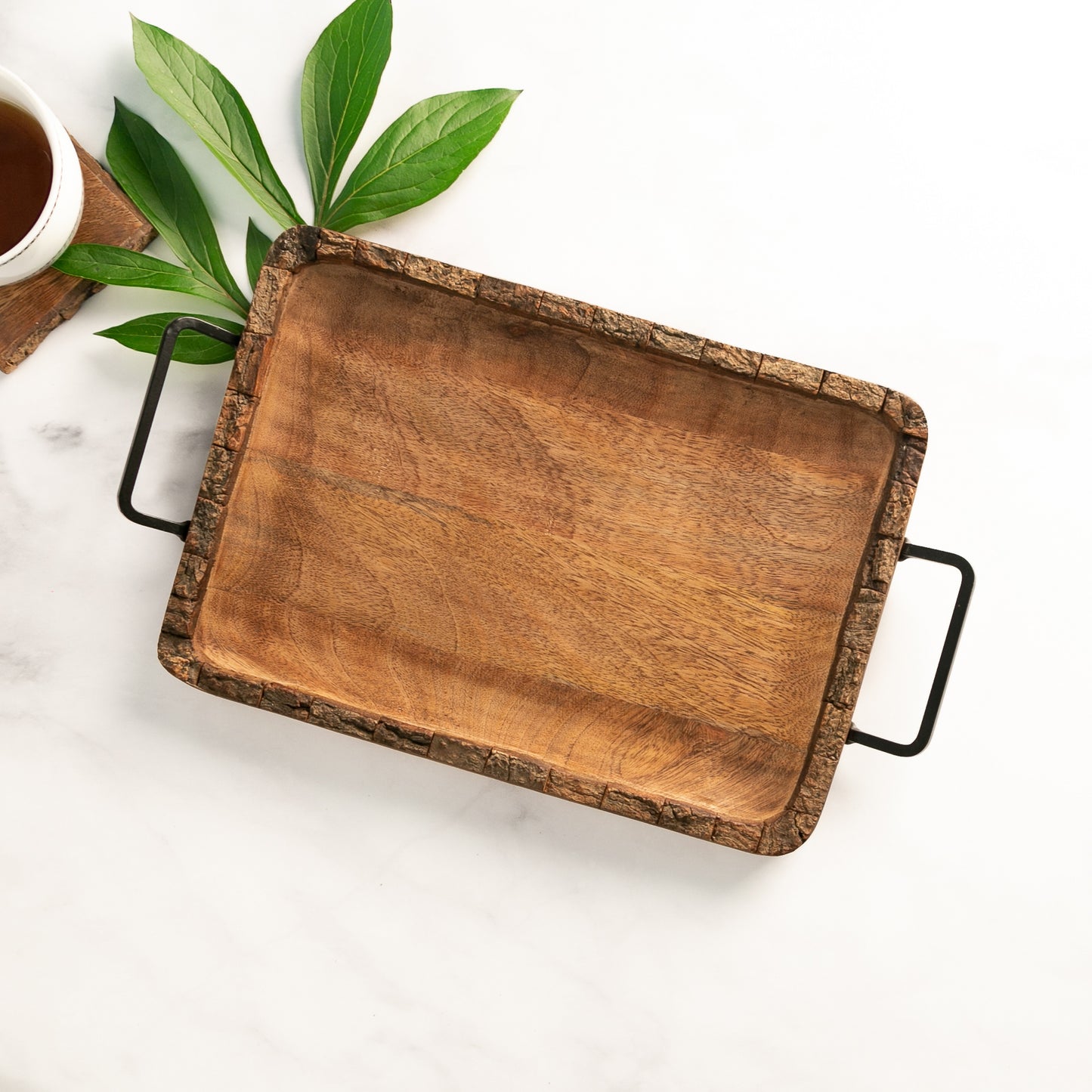 Handled Tray - 14"x10" Bark Trim