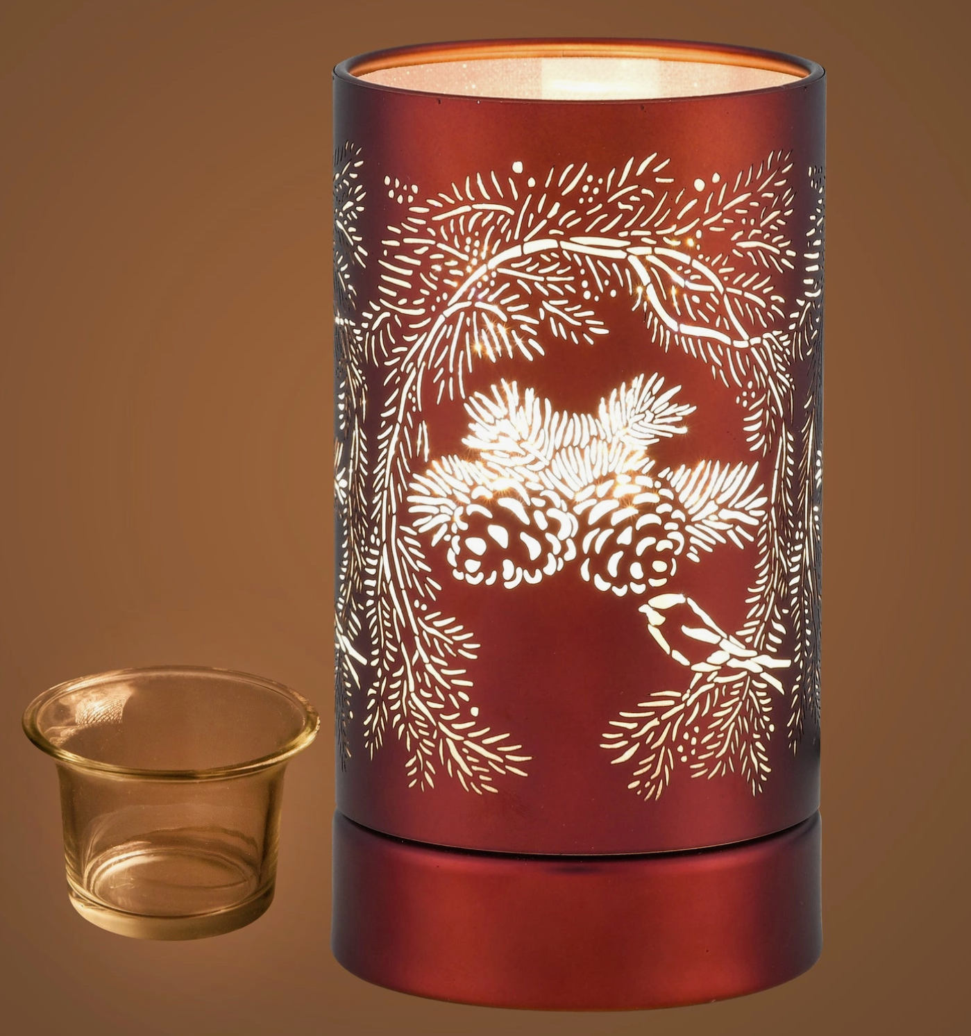 7" Touch Lamp - Copper Pinecones