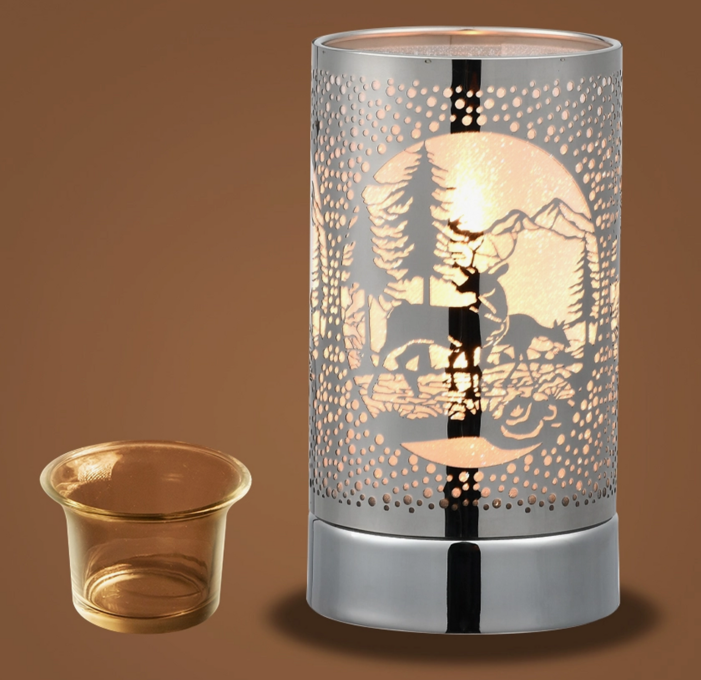 7" Touch Lamp - Silver Deer Couple