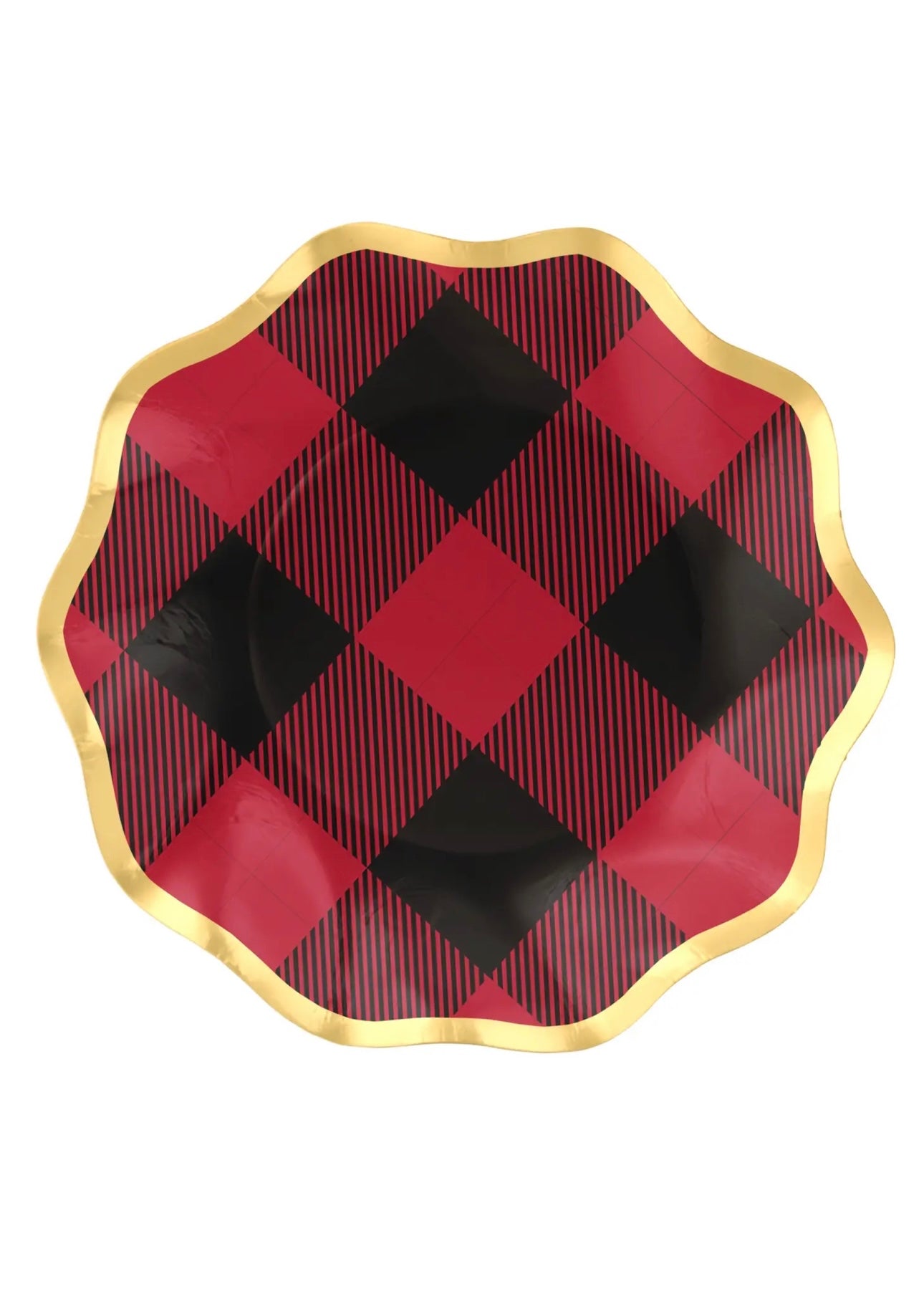 Wavy Bowl Holiday Buffalo Check Appetizer/Dessert/8pk