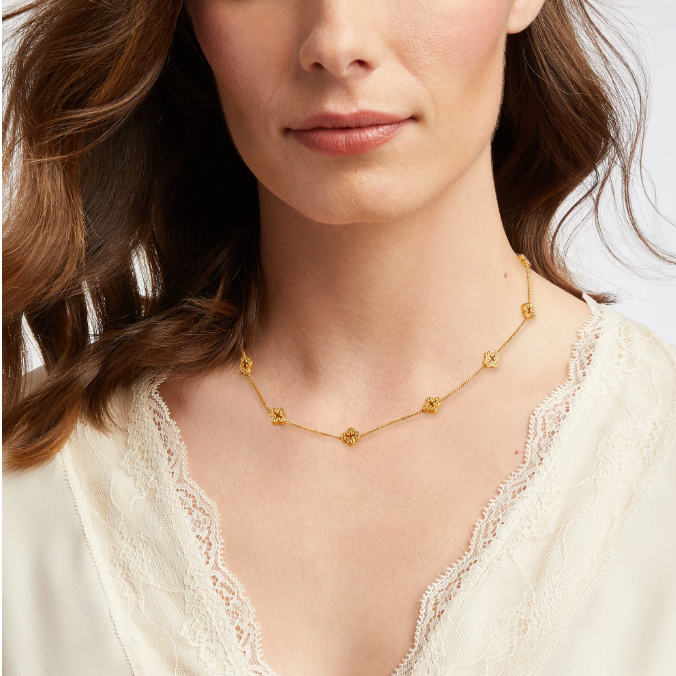 Florentine Demi Delicate Station Gold Necklace