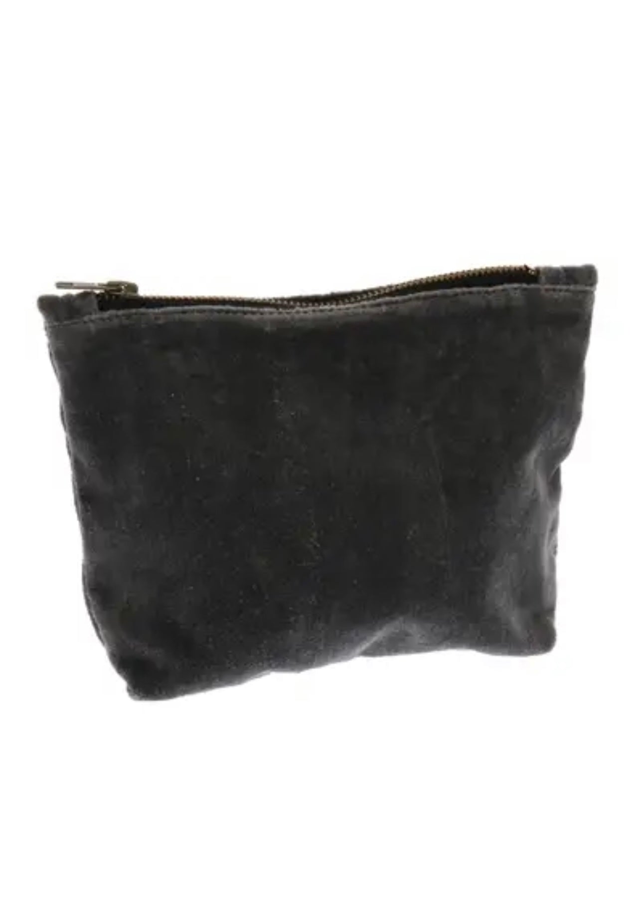 Velvet Zipper Pouch - Dark Grey