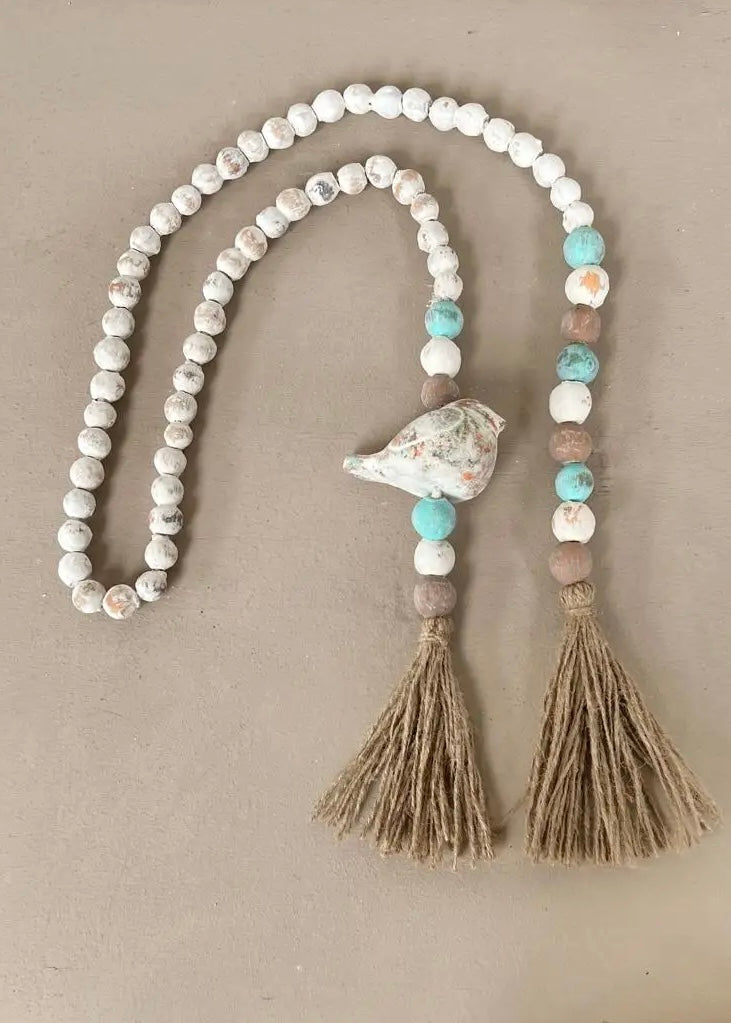 Clay Bead Garland w/Bird and Tassels