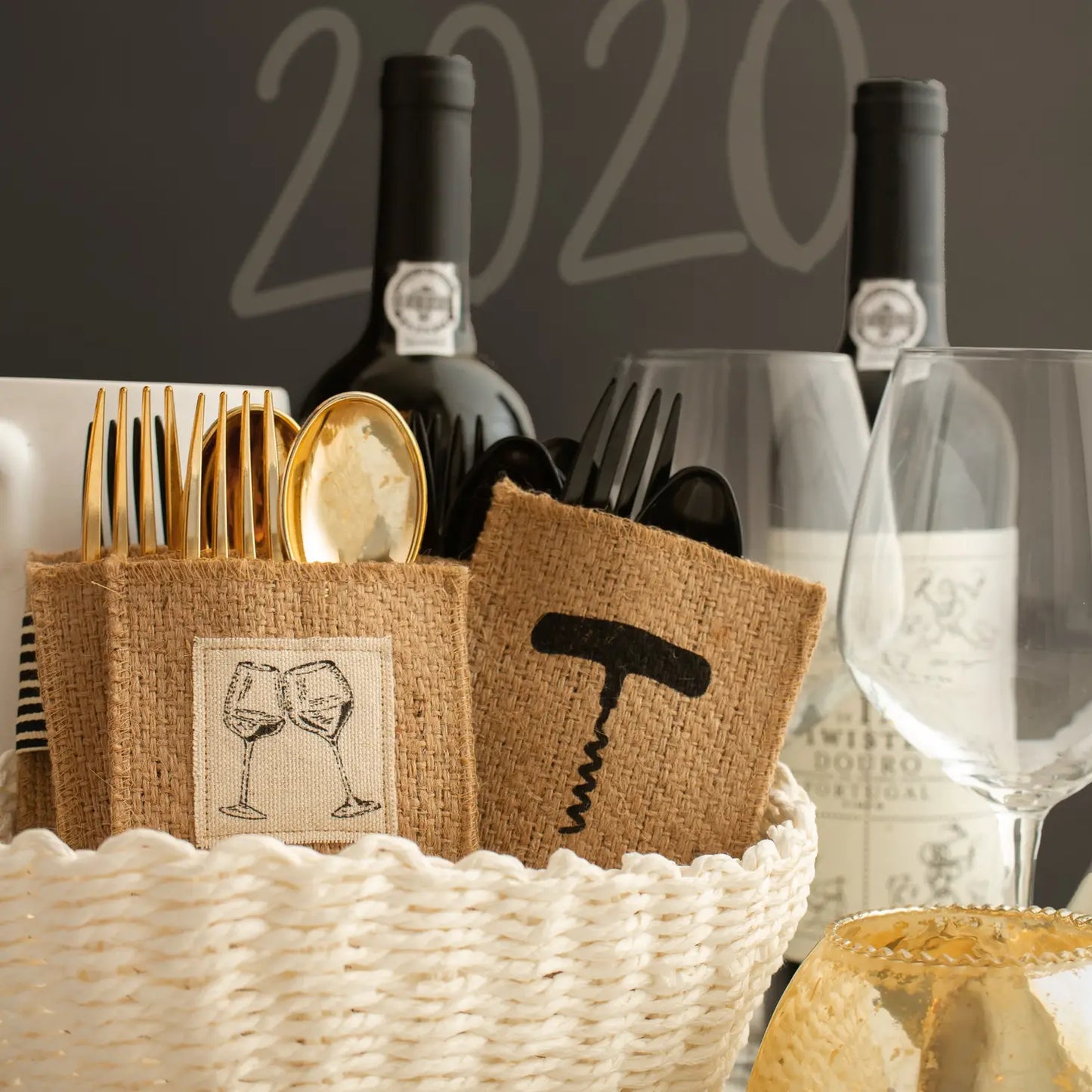 Wine Glasses Celebration Silverware Pouch - Set of 8