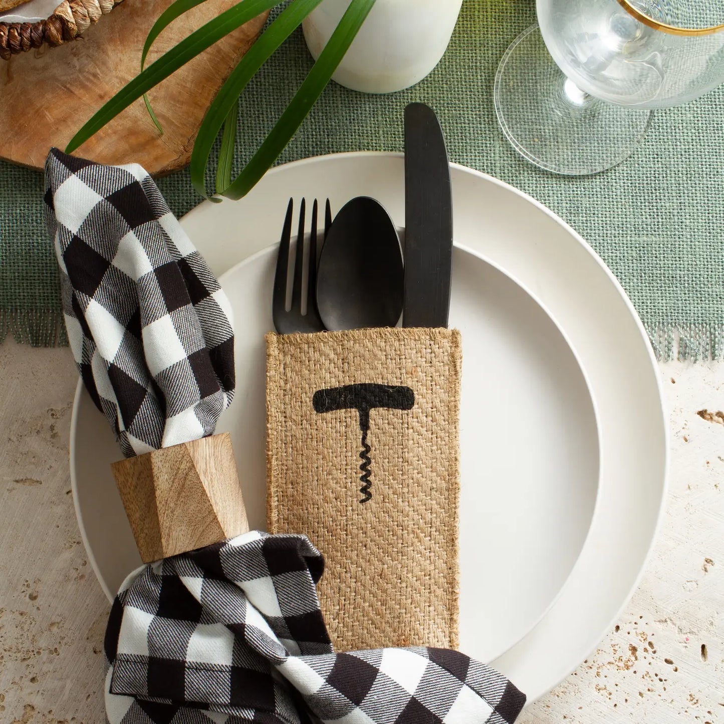 Corkscrew Celebration Silverware Pouch - Set of 8