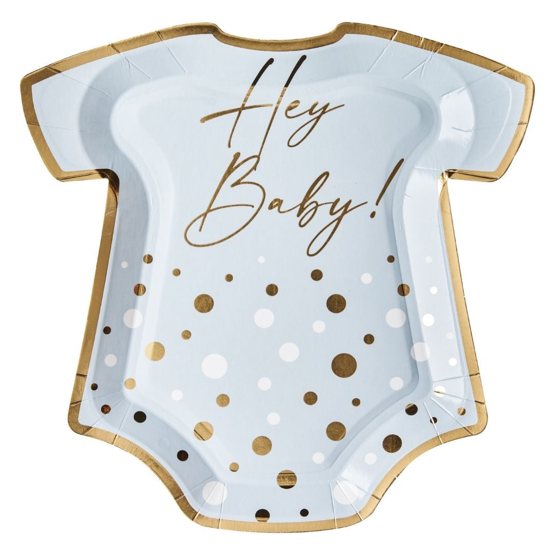 Onesie Die Cut Salad Plate Hey Baby Blue/8pkg