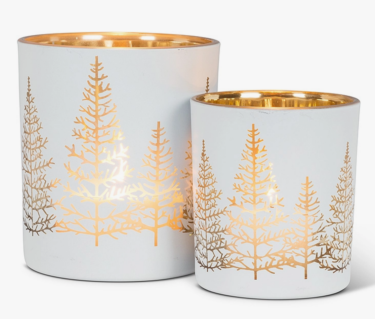 Sm Wht/Gold Tree Tealight - 3"H