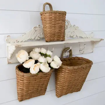 Hanging Chipwood Basket with Woven Handle sm