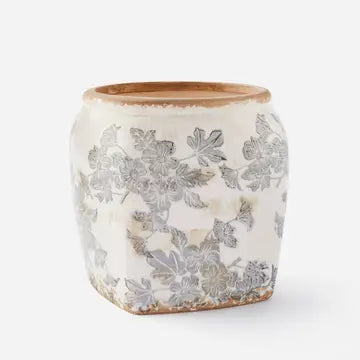 Antique Botanical Square Planter Pot