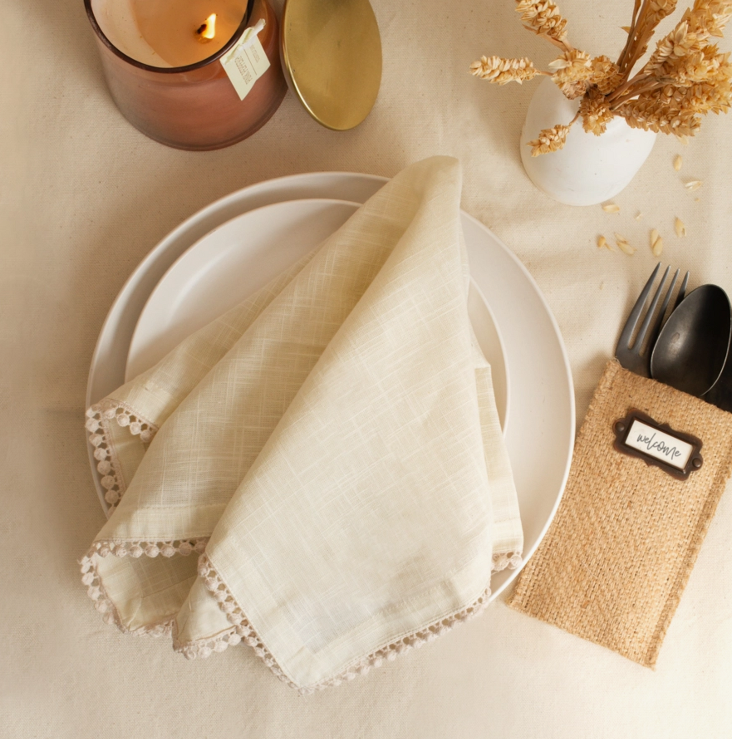 Cream Cloth Napkins - Set of 4