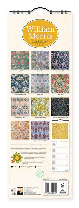 William Morris Slim Calendar 2026 (Art Calendar) by: Calendar; 12 pages / English