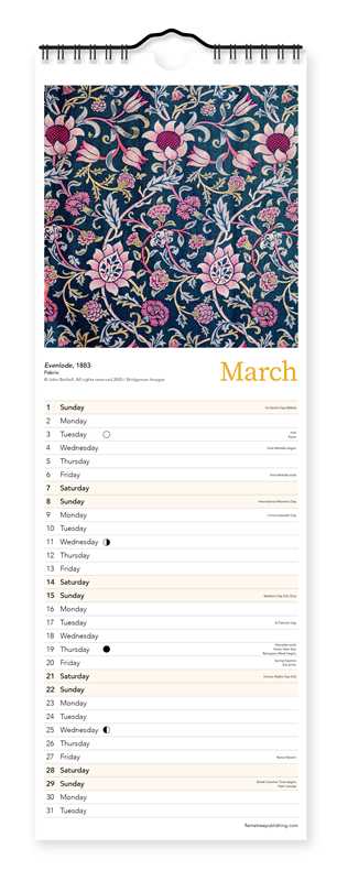William Morris Slim Calendar 2026 (Art Calendar) by: Calendar; 12 pages / English