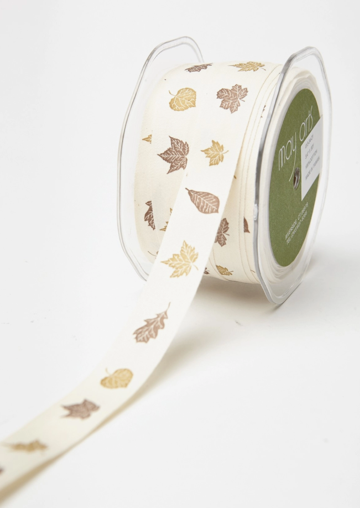 3/4” Fall Leaves Print 100% Cotton Ribbon