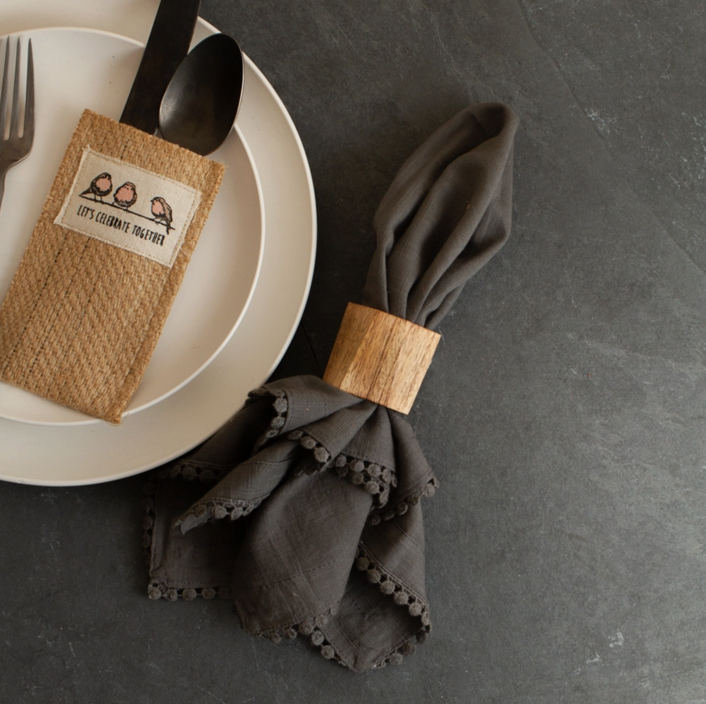 Grey Cloth Napkins - Set of 4
