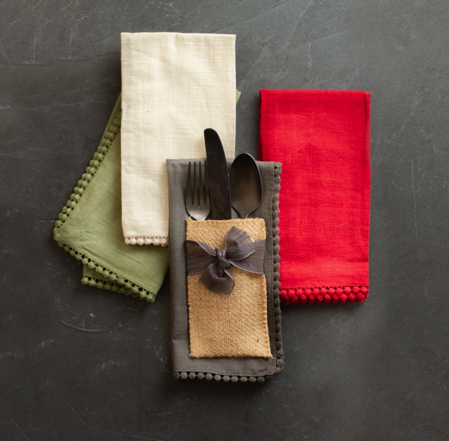 Grey Cloth Napkins - Set of 4
