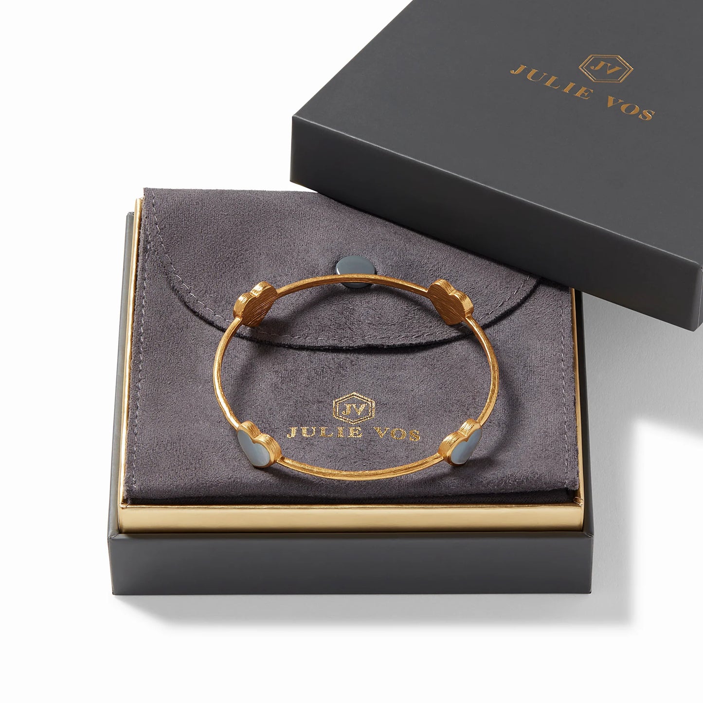 Heart Bangle - Gold Bangle w/ Mother of Pearl