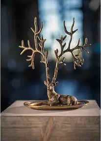 Antique Brass Deer Jewelry Holder