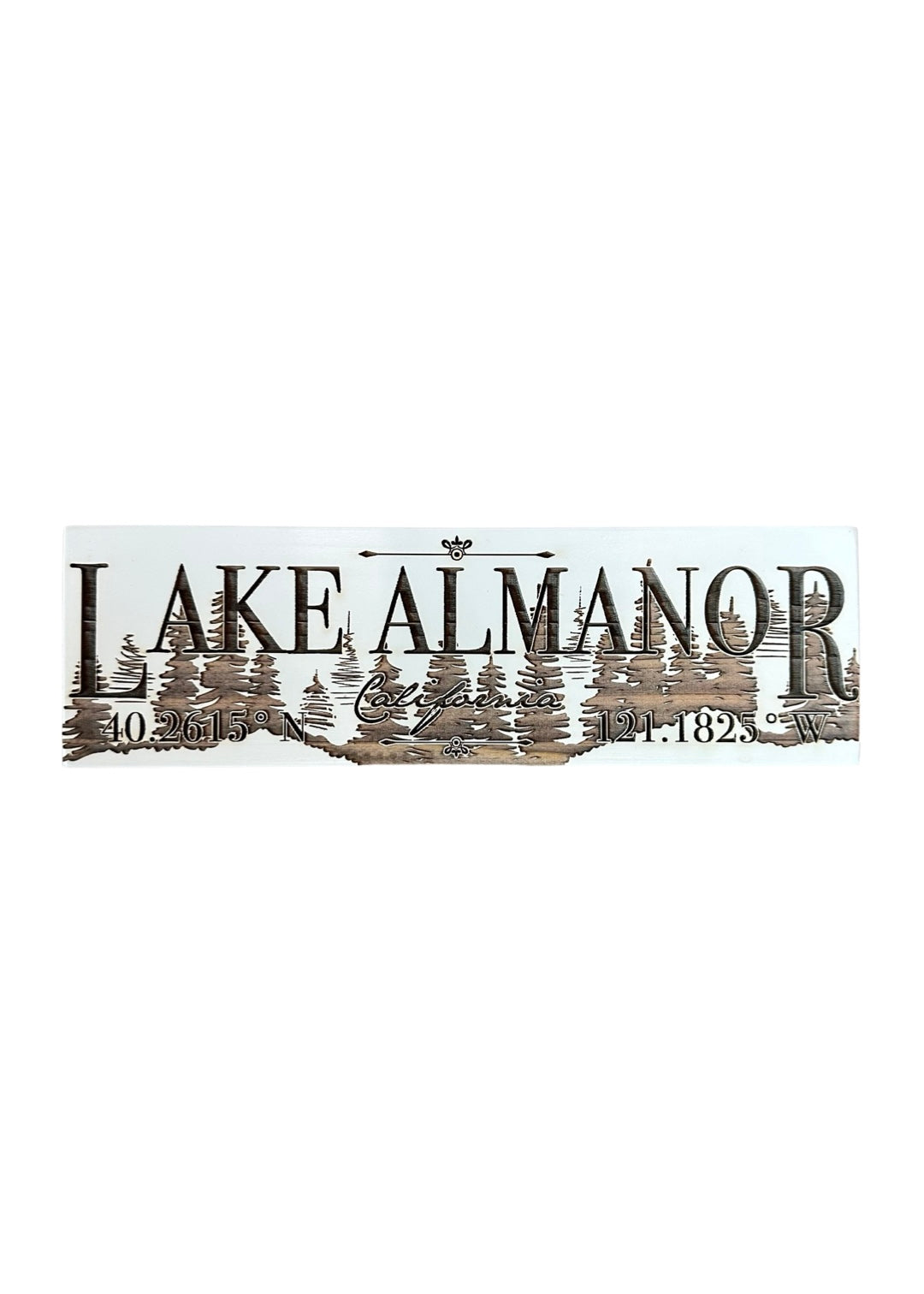 Mini Signs of Lake Almanor w/ Tree Line