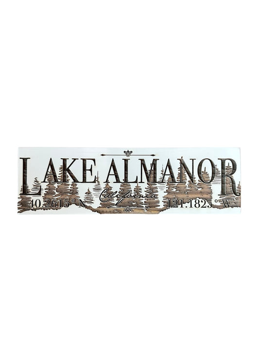 Mini Signs of Lake Almanor w/ Tree Line