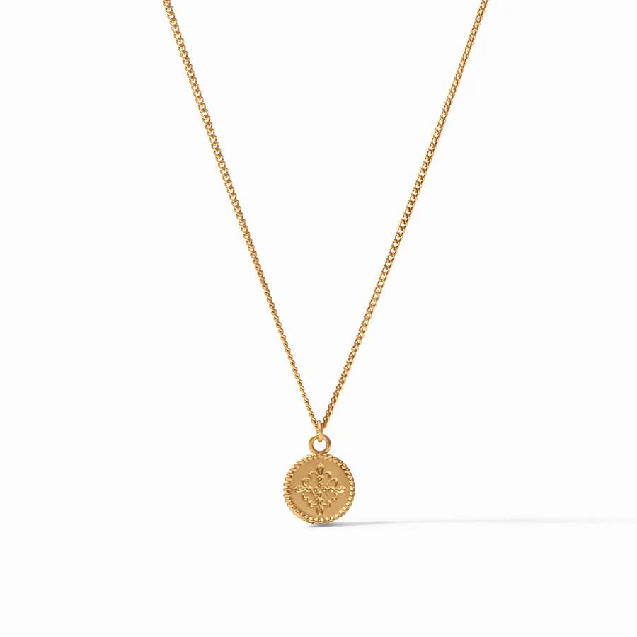 Fleur-de-Lis Solitaire Gold Reversible Necklace - Iridescent Slate Blue