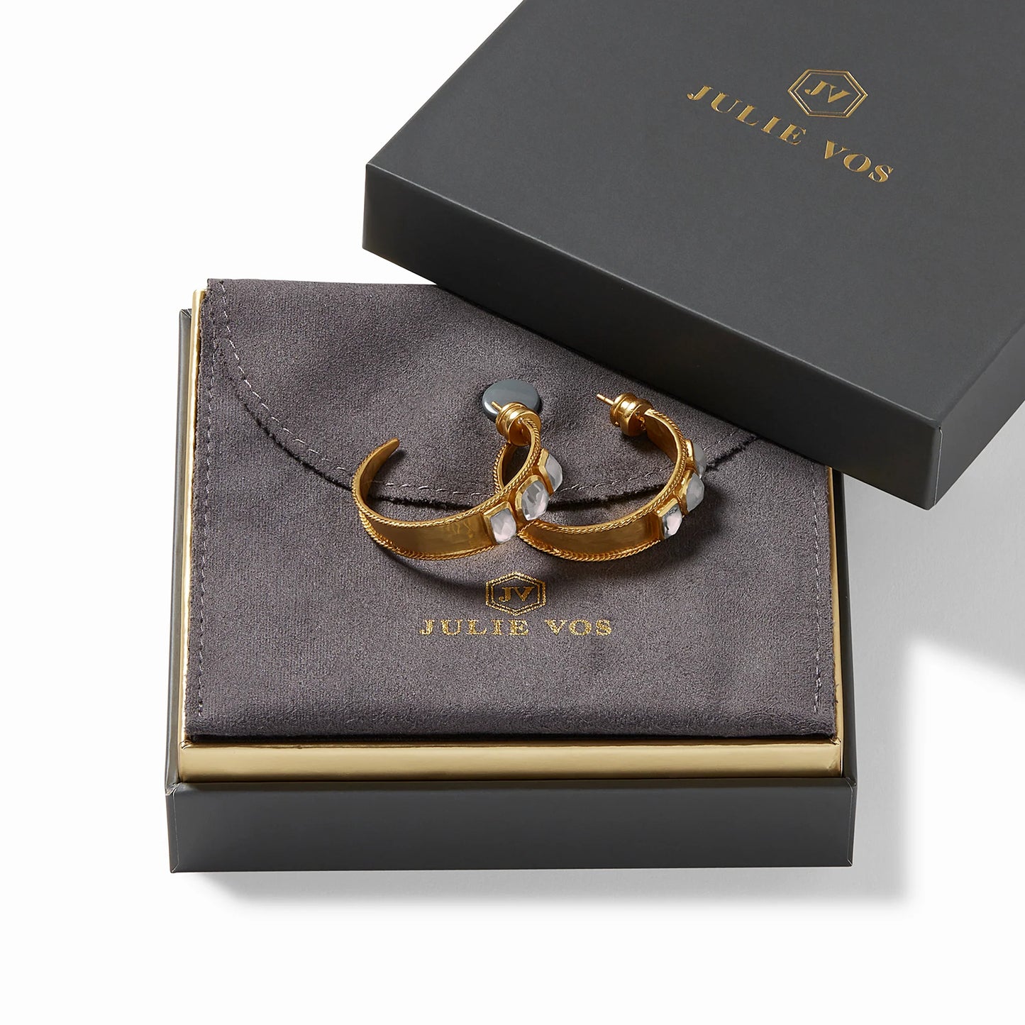 Savoy Statement Gold Hoop - Iridescent Clear Crystal