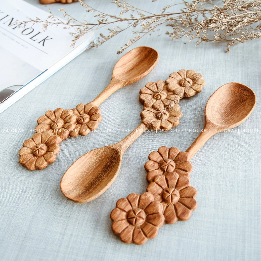 Three Flower Wooden Spoon