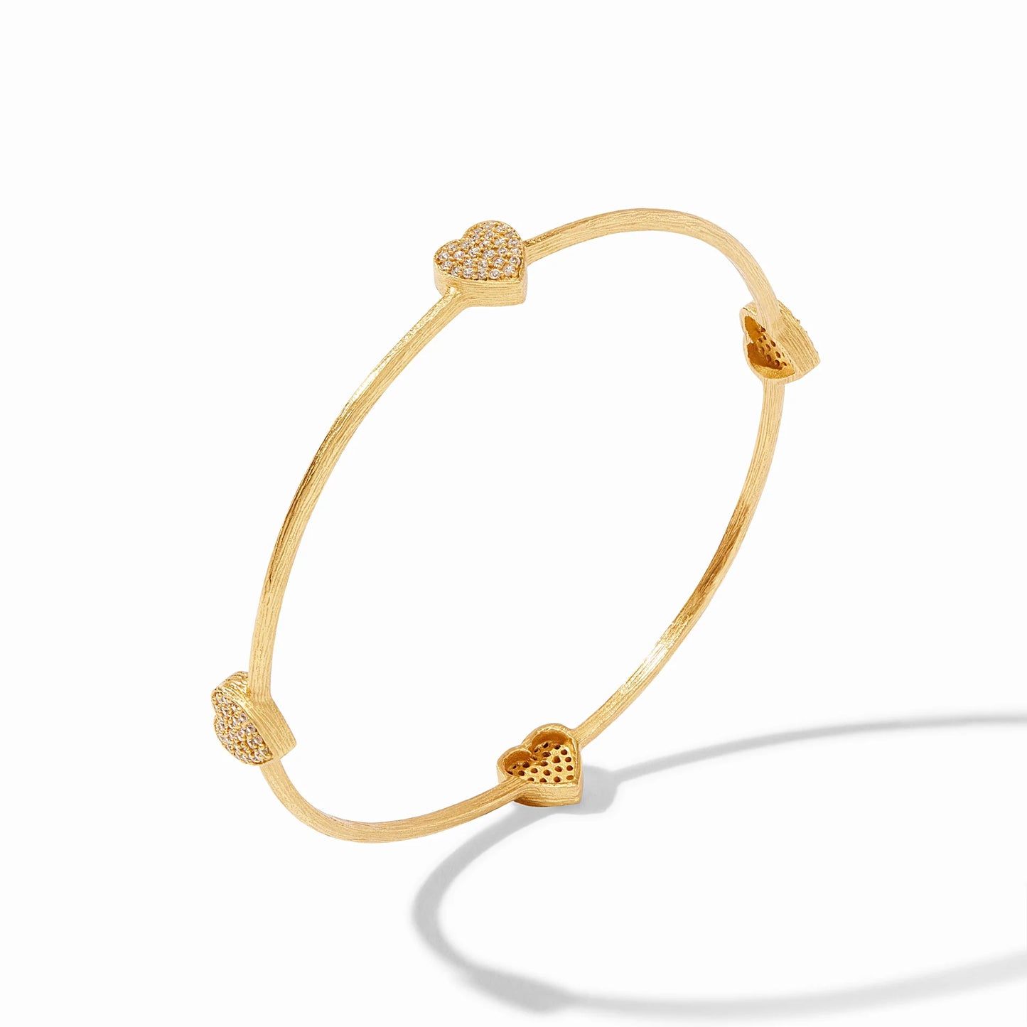 Heart Pavé Gold Bangle White Cubic Zirconia