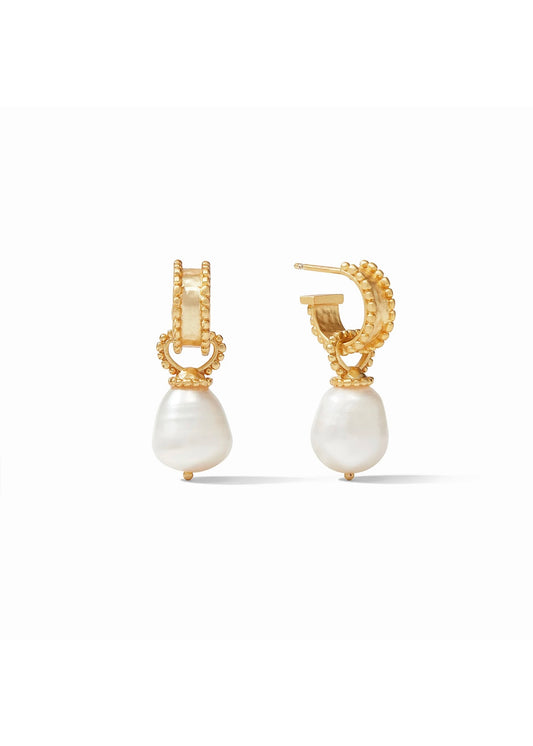 Marbella Pearl Hoop & Charm Gold Earring - Freshwater Pearl