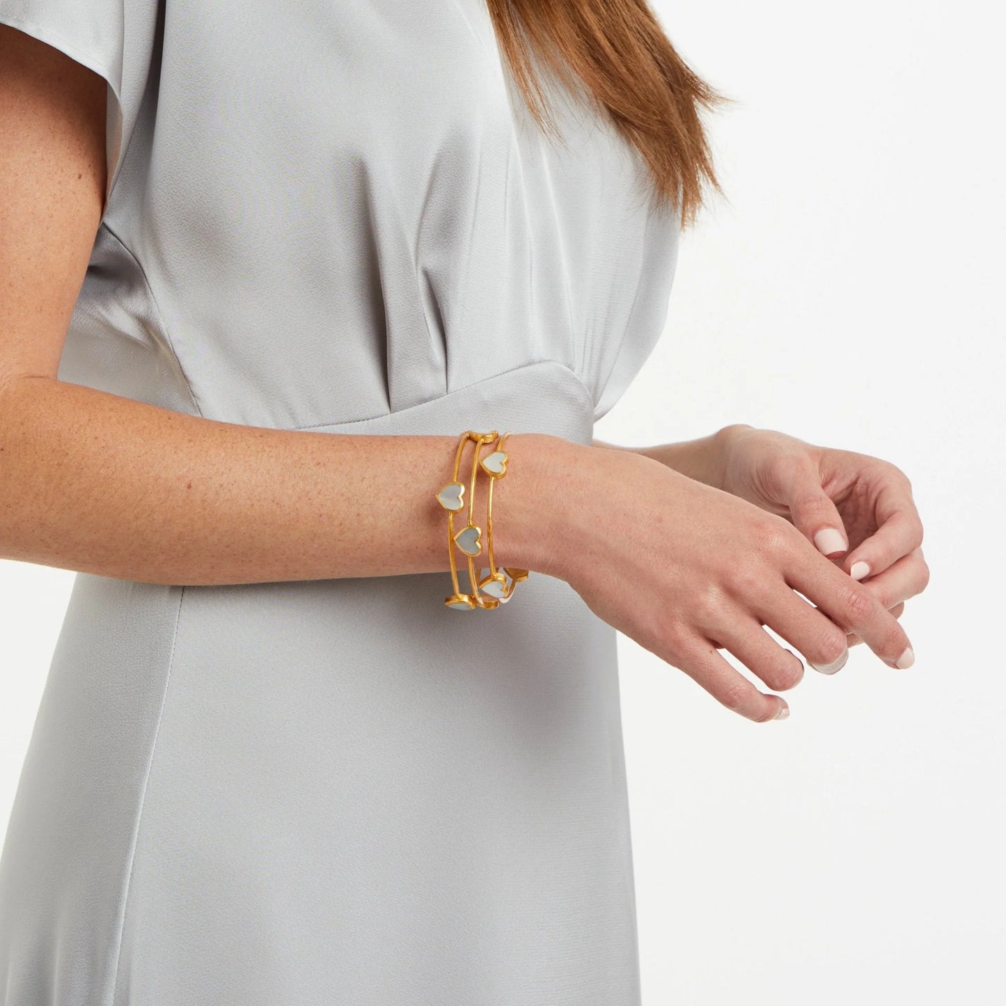 Heart Bangle - Gold Bangle w/ Mother of Pearl
