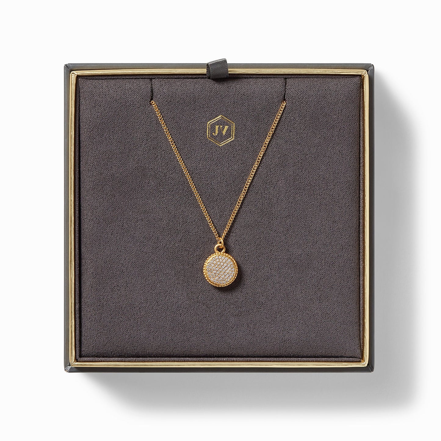 Fleur-de-Lis Solitaire Gold Reversible Necklace - Iridescent Charcoal Blue