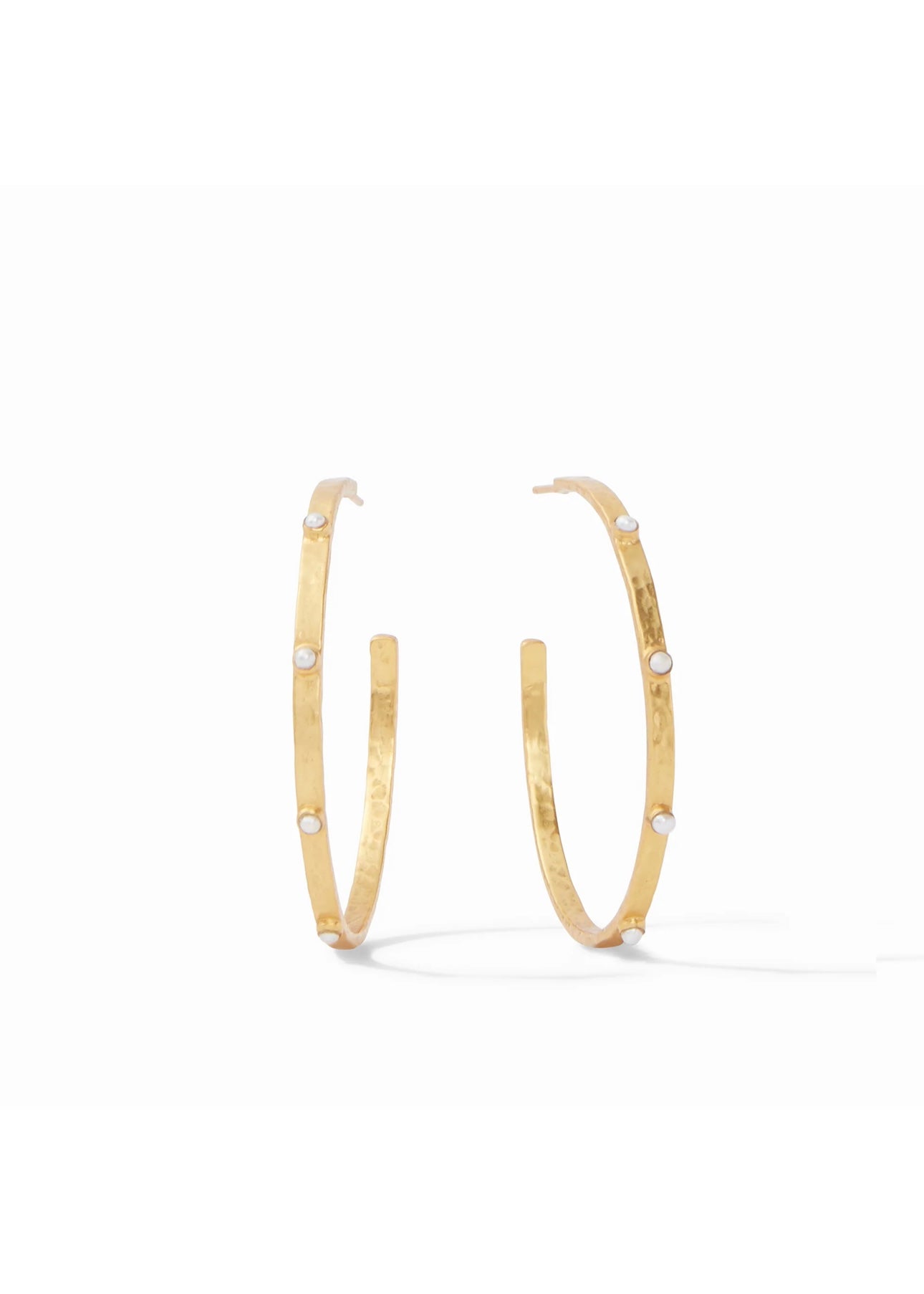 Crescent Stone Gold Hoop Cubic Zirconia - Extra Large