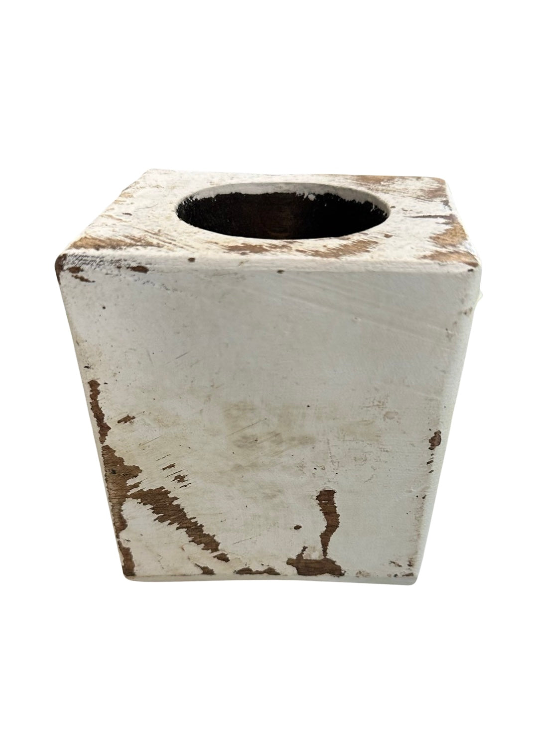 Single Hole Whitewashed Sugar Mold Candle Holder