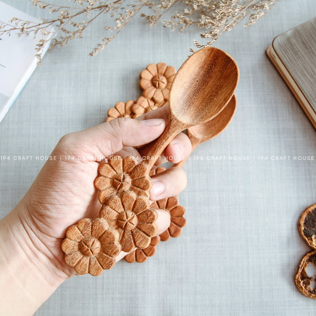 Three Flower Wooden Spoon