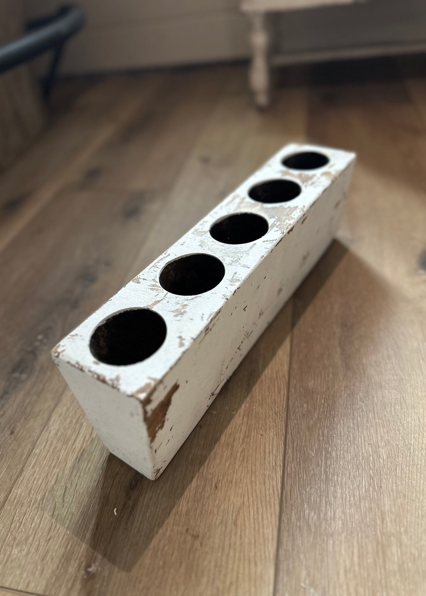5 Hole Whitewashed Sugar Mold Candle Holder