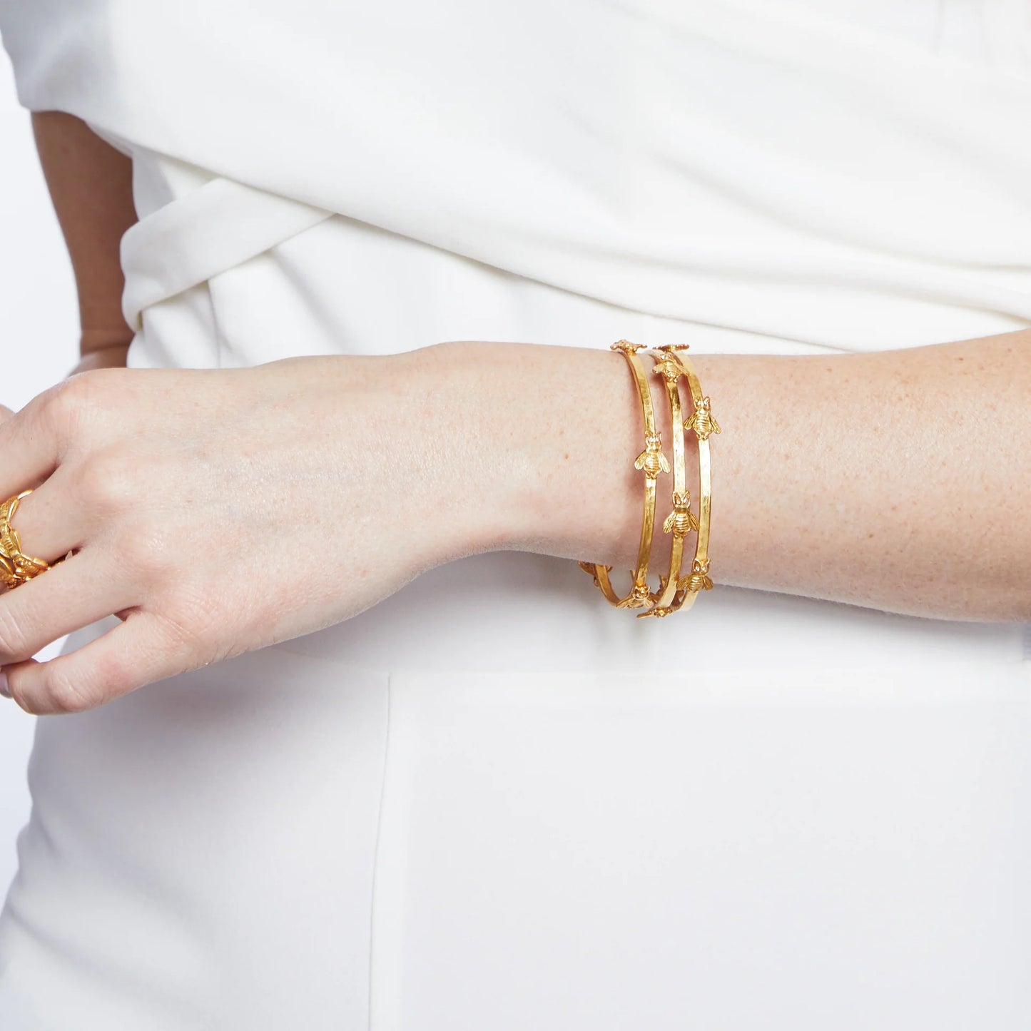 Bee Bangle-Gold Cubic Zirconia