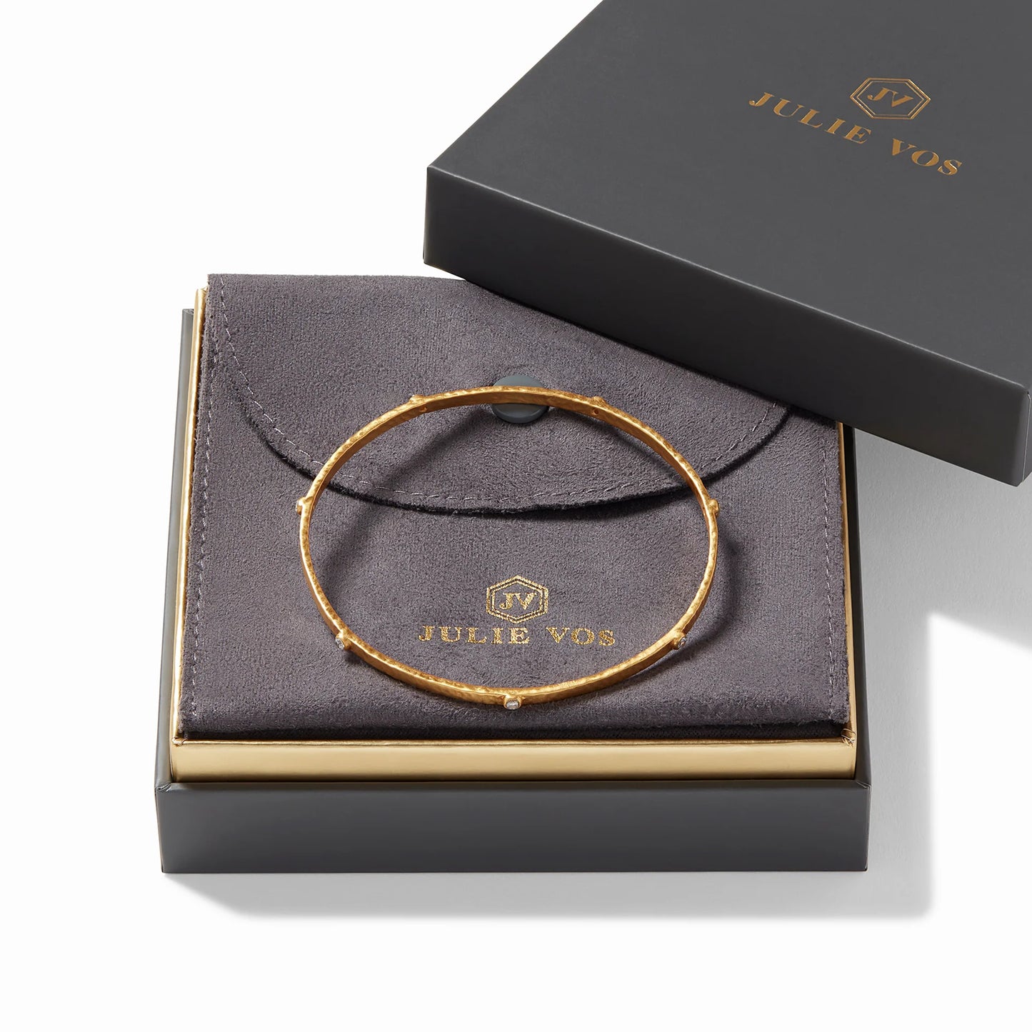 Crescent Bangle - Gold Cubic Zirconia