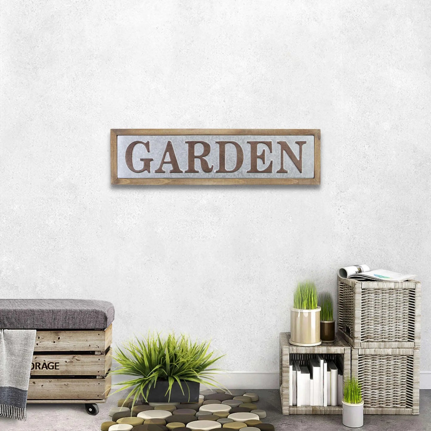 "Garden" Wood Frame Wall Sign