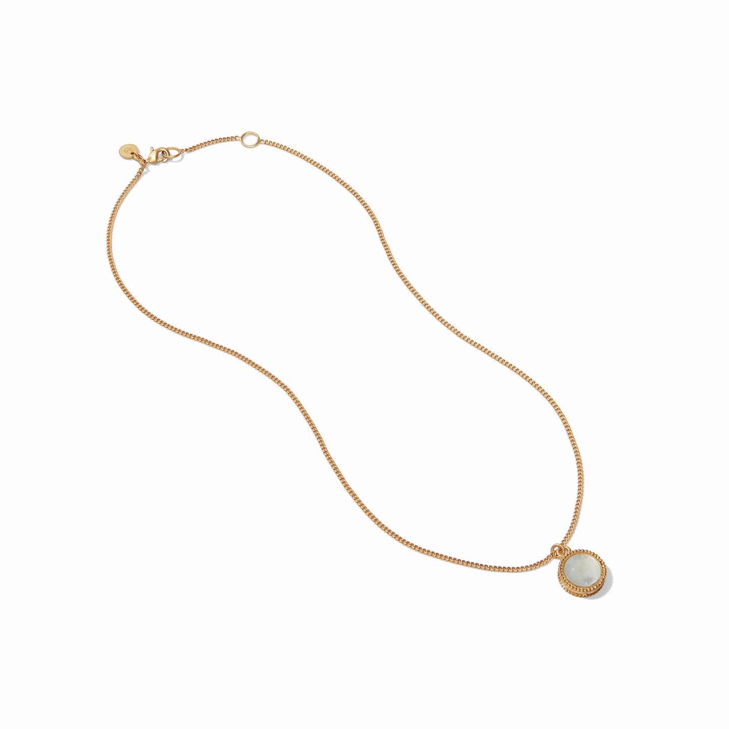 Fleur-de-Lis Solitaire Gold Reversible Necklace - Iridescent Charcoal Blue