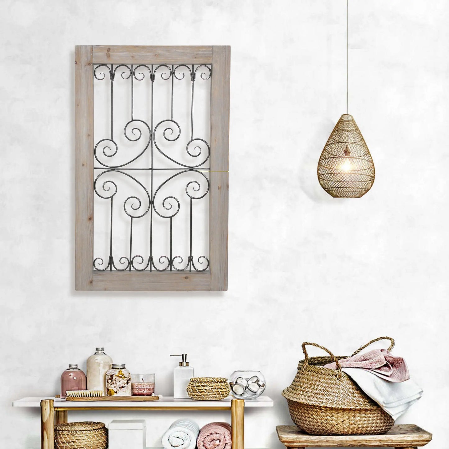 White Washed Wood Frame Wall Decor