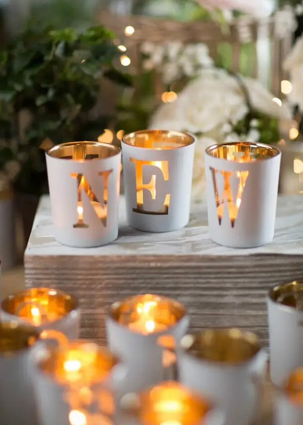 White & Gold Votive Letters - Letter O