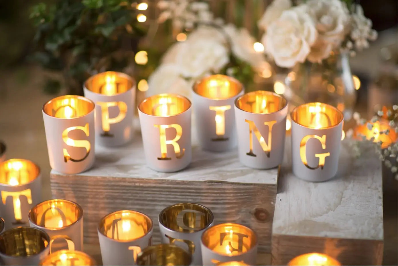 White & Gold Votive Letters - Letter O