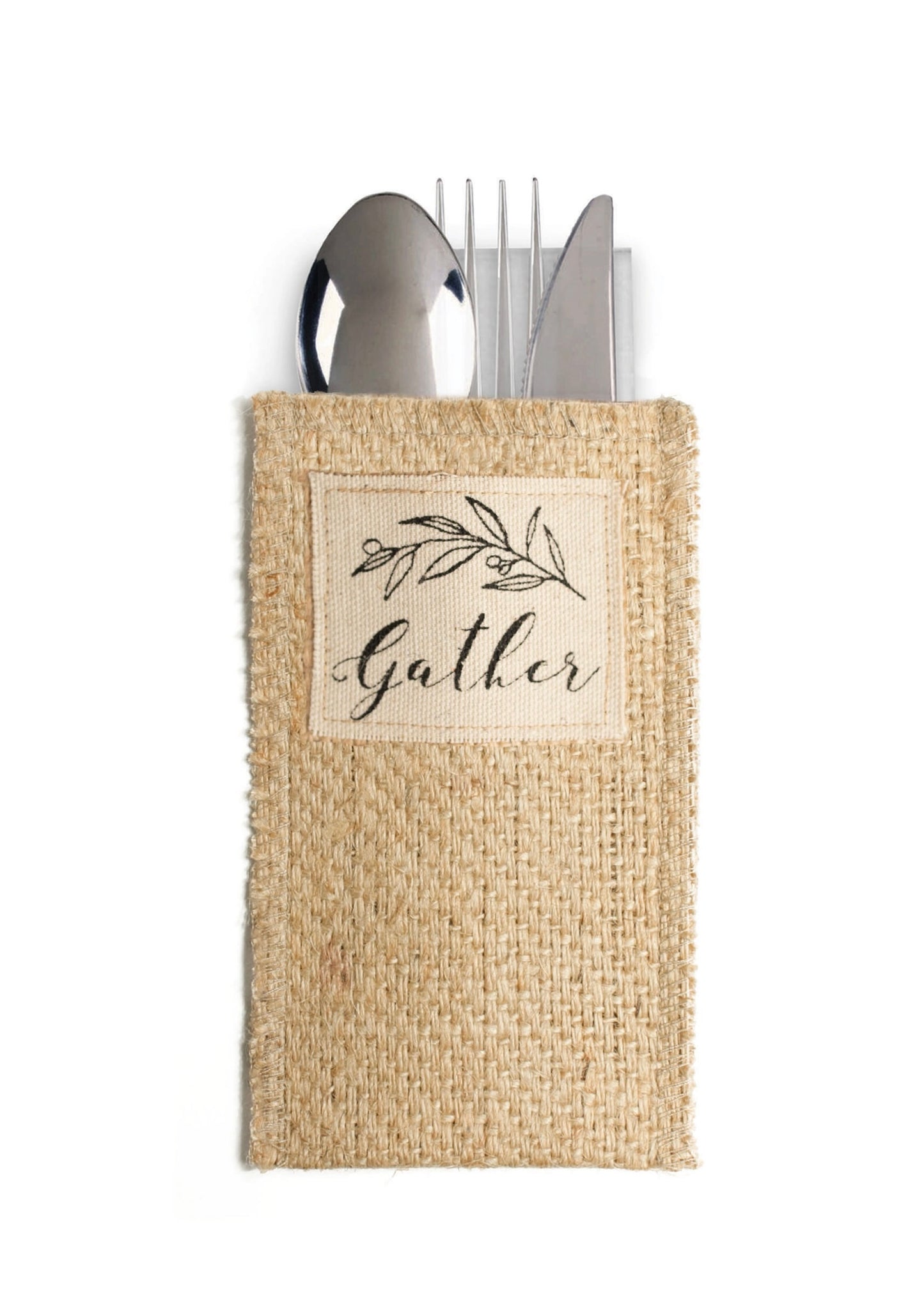 Gather Black & Cream Silverware Pouch - Set of 8