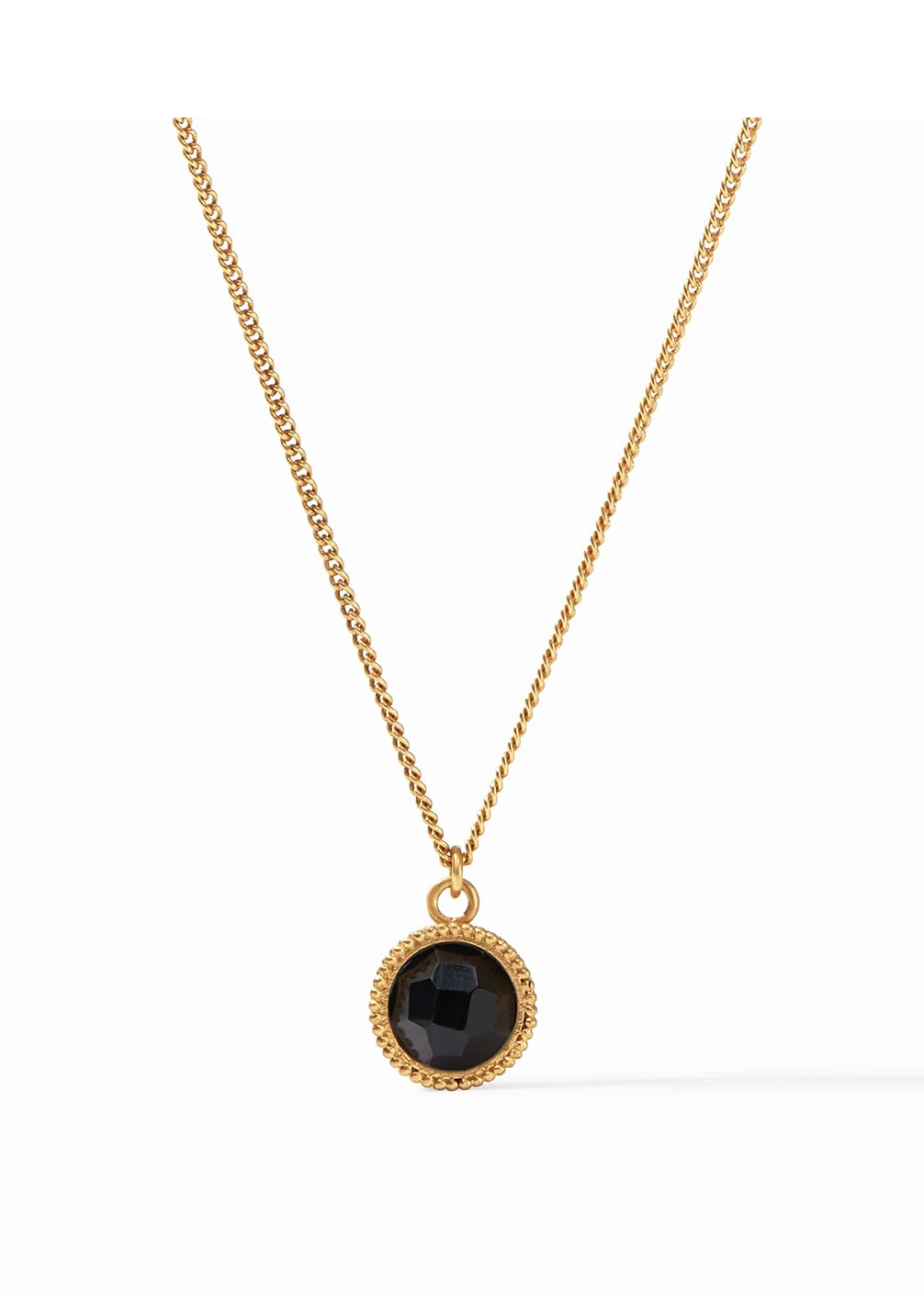 Fleur-de-Lis Solitaire Gold Reversible Necklace - Obsidian Black