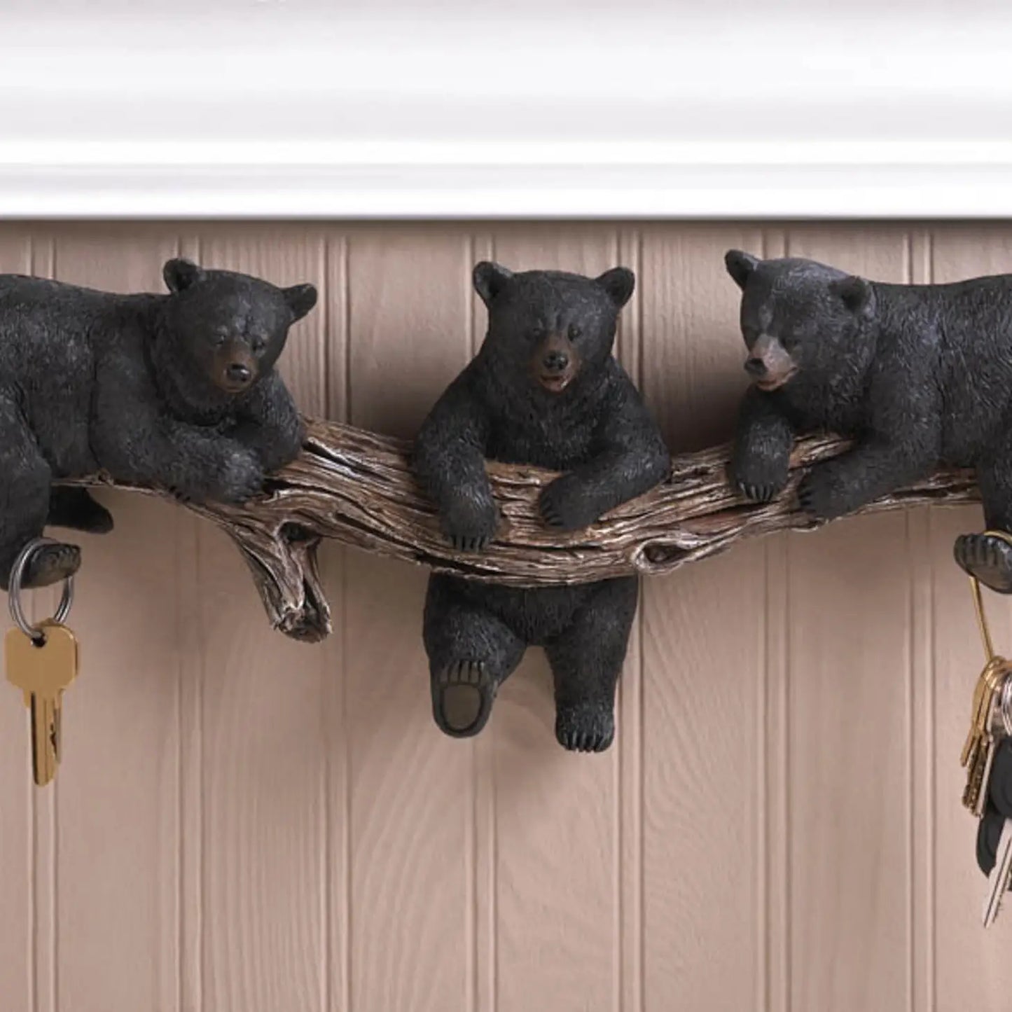 Black Bear Trio Hooks Wall Plaque
