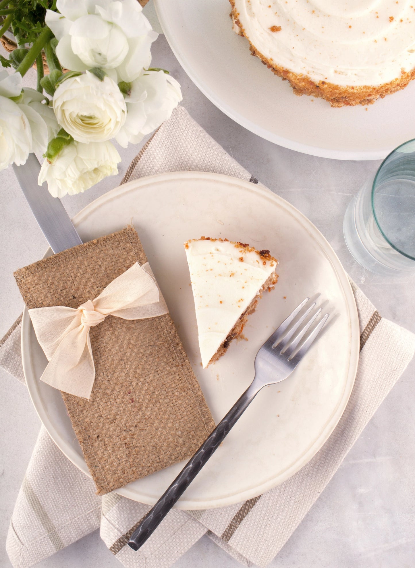 Cream Hand Tied Ribbons Silverware Pouch - Set of 8