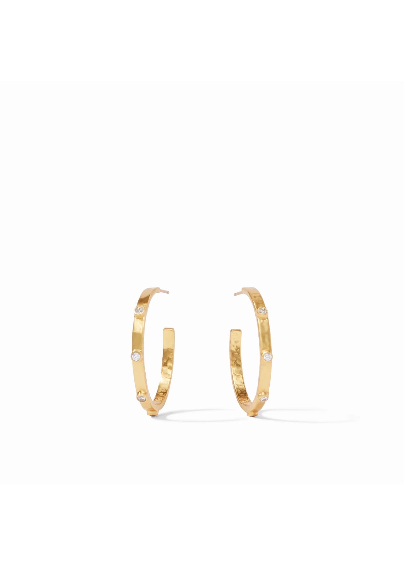 Crescent Stone Gold Hoop Cubic Zirconia - Medium